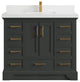 Charlotte 42" Single Sink Bath Vanity in Black Top 2" White Quartz