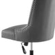 Computer Work Desk Tufted Chair, Faux Vegan Leather, Black Gray, Home Office