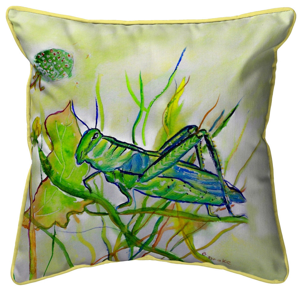 Betsy Drake Grasshopper Large Indoor/Outdoor Pillow 18x18
