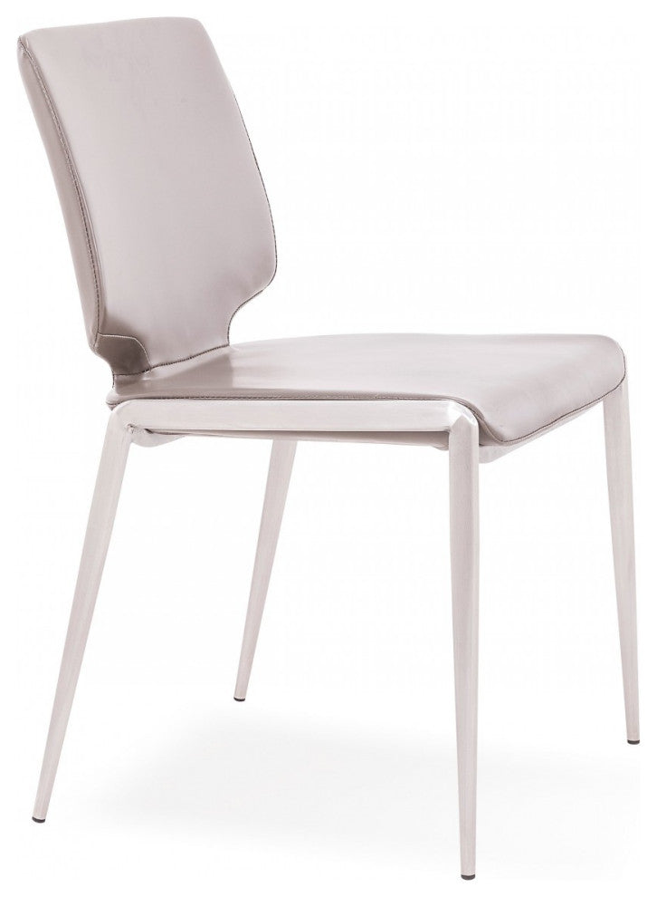 Modrest Eileen Modern Eco-Leather Dining Chair, Set of 2, Dark Gray