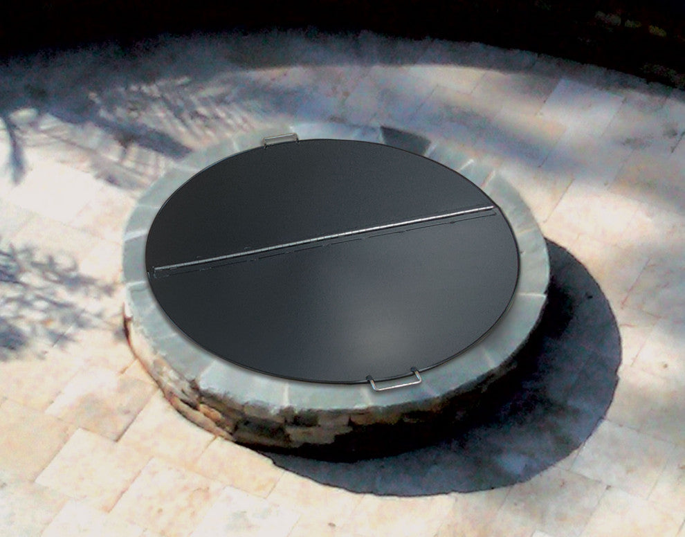 Round Folding Fire Pit Cover, Stainless Steel, 42" Diameter
