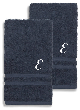 Denzi Hand Towels With Monogrammed Letter, Set of 2, E
