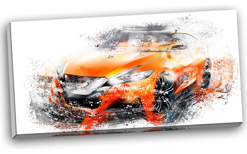 "Orange Rally Car" Canvas Painting