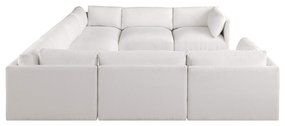 Ease Polyester Upholstered U-Shaped Modular Sectional, Cream, 8 Piece: 4 Corner, 4 Armless