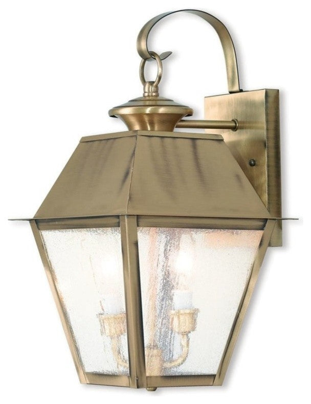 Mansfield Outdoor Wall Lantern, Antique Brass