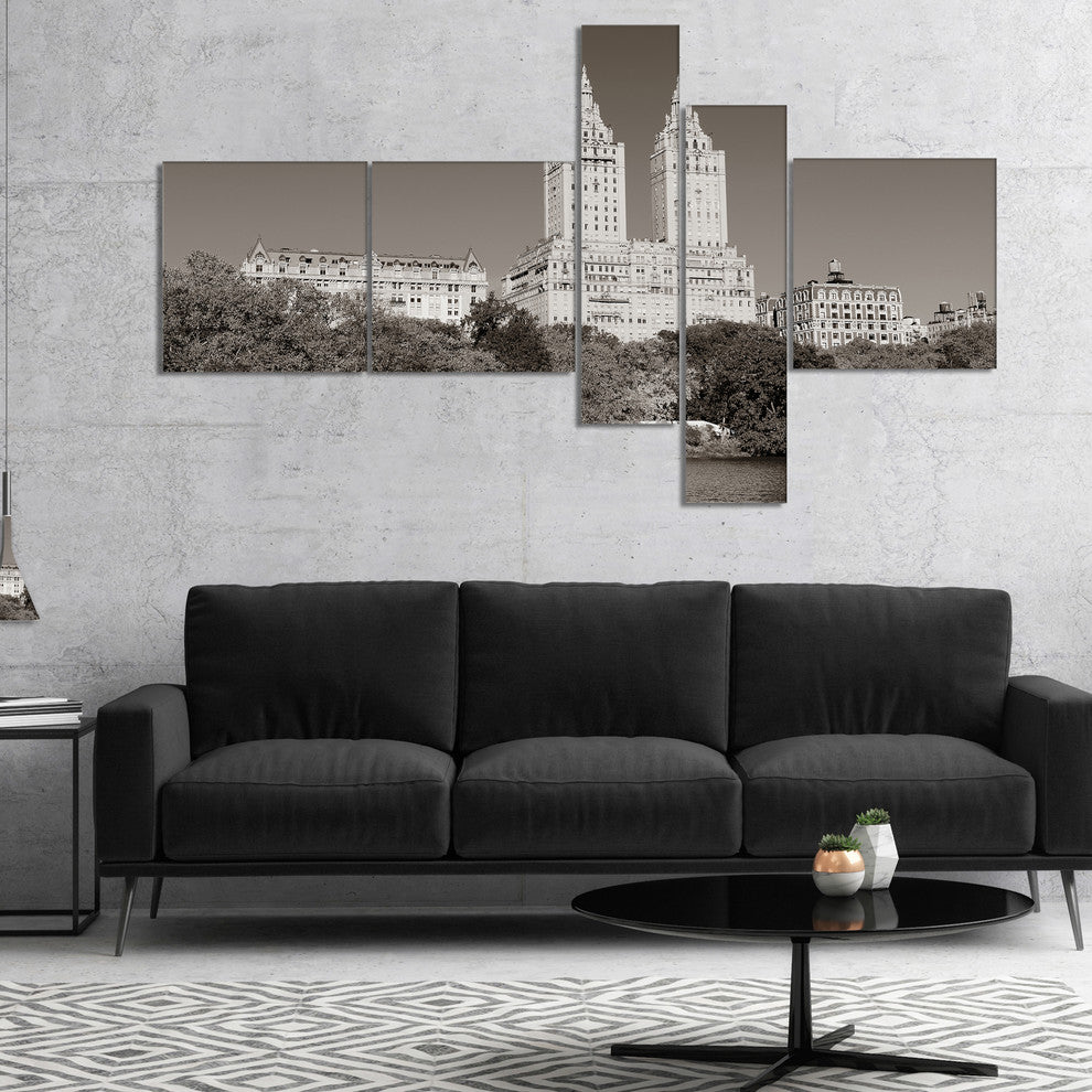 Beautiful Central Park Autumn, Extra Large Canvas Art Print, 60"x32", 5 panels