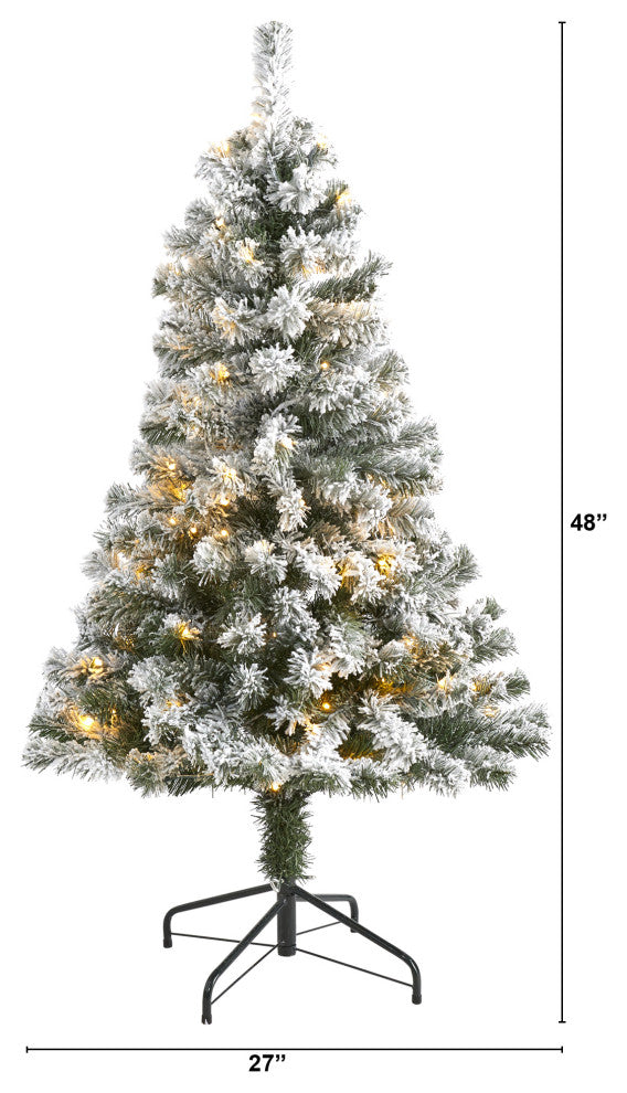 4' Flocked West Virginia Fir Artificial Christmas Tree / 100 Clear LED Lights