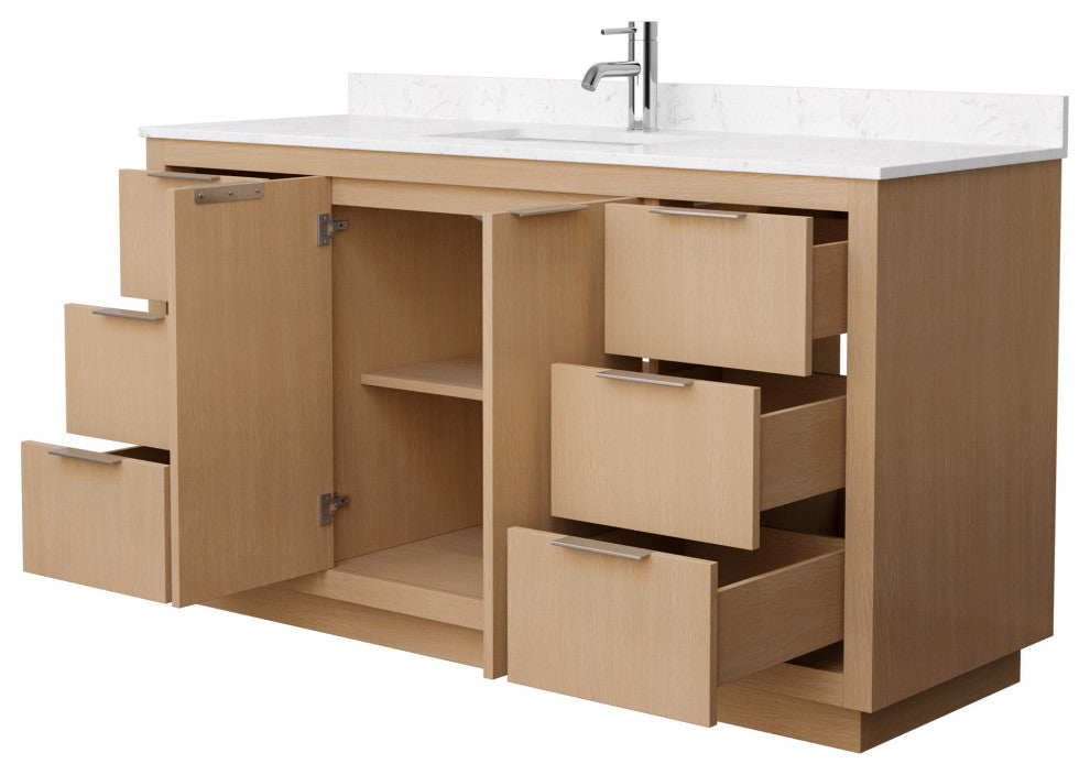 Maroni 60" Light Straw Single Vanity, LV Carrara Cultured Marble Top