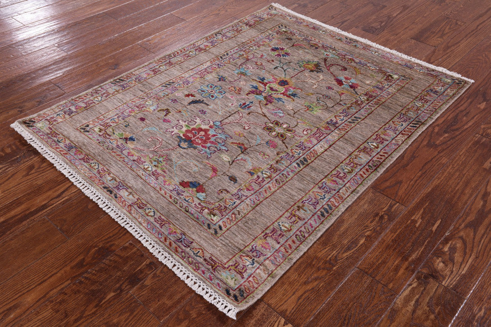 Handmade Persian Tabriz Wool Rug 3' 7" X 4' 7" Q10105