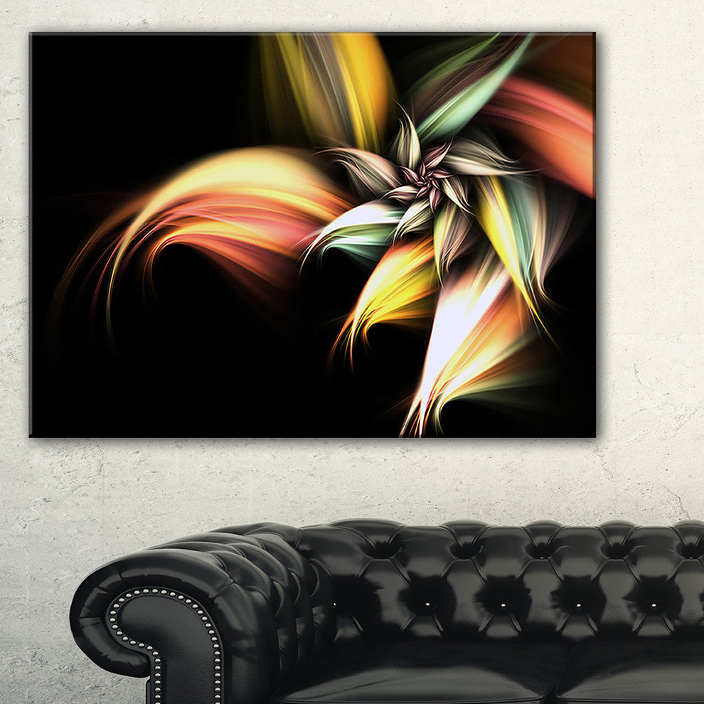 "Light Orange Pink Glossy Flower" Floral Wall Art Canvas, 40"x20"
