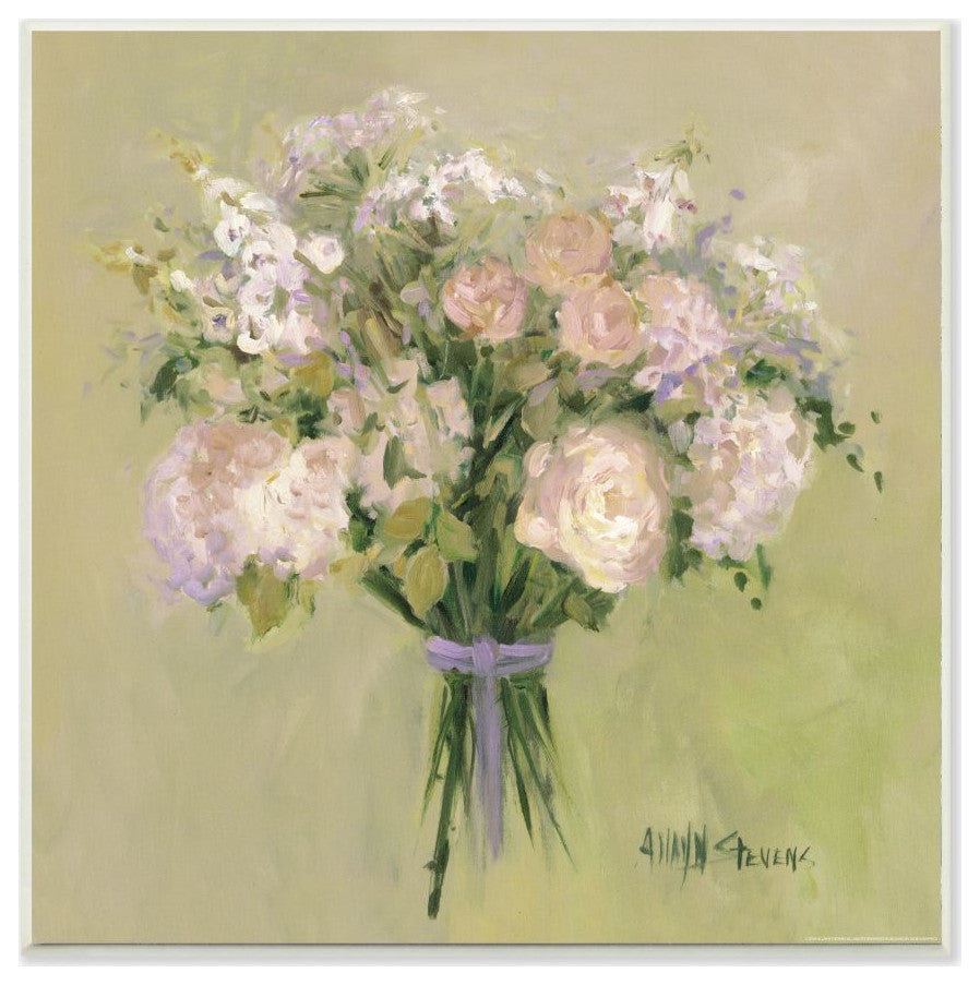 Stupell Industries Rose Bouquet Flower Green Pink Painting, 12 x 12