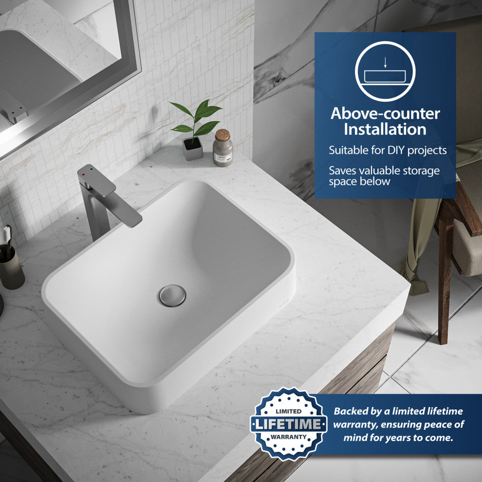 Karran Sea Crest SQS200 Quartz 22" Bathroom Vessel Sink, White