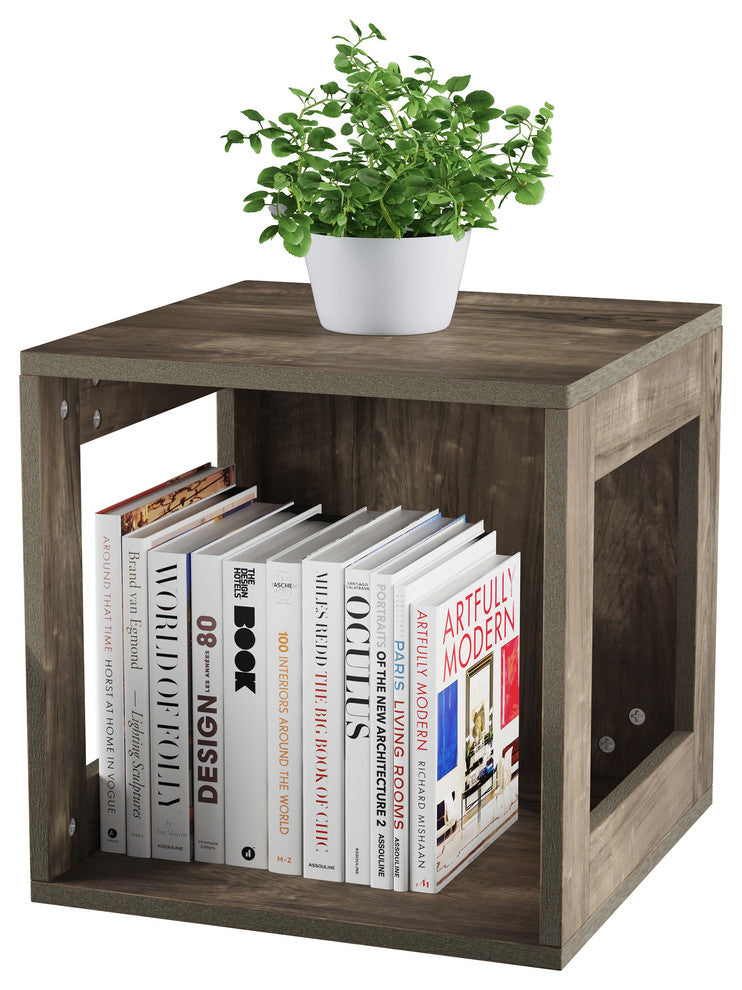 Lavish Home Stackable Modular Open Cube End Table, Gray