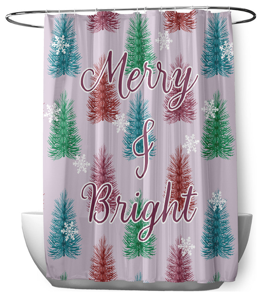 70"Wx73"L Merry and Bright Shower Curtain, Light Purple