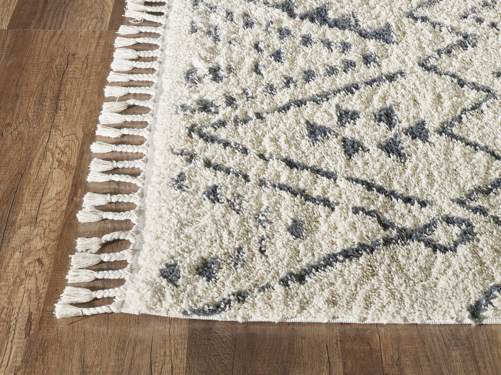 Abani Willow WIL100A Moroccan Tribal Print Black and Ivory Area Rug