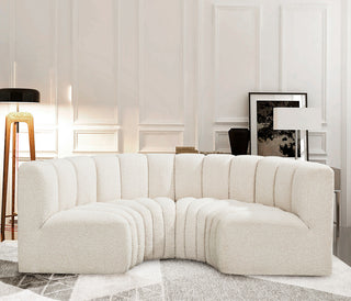 Arc Boucle Fabric Upholstered 4-Pc. Inward Curved Modular Sectional, Cream