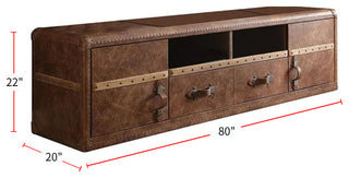 TV Stand, Retro Brown Top Grain Leather
