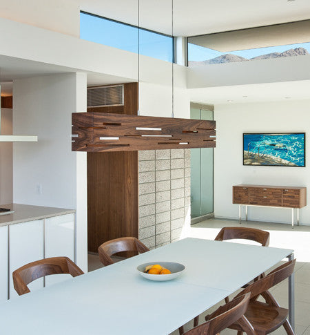 Aeris 30 - LED Linear Pendant, Wood: Dark Stained Walnut, Brushed Aluminum