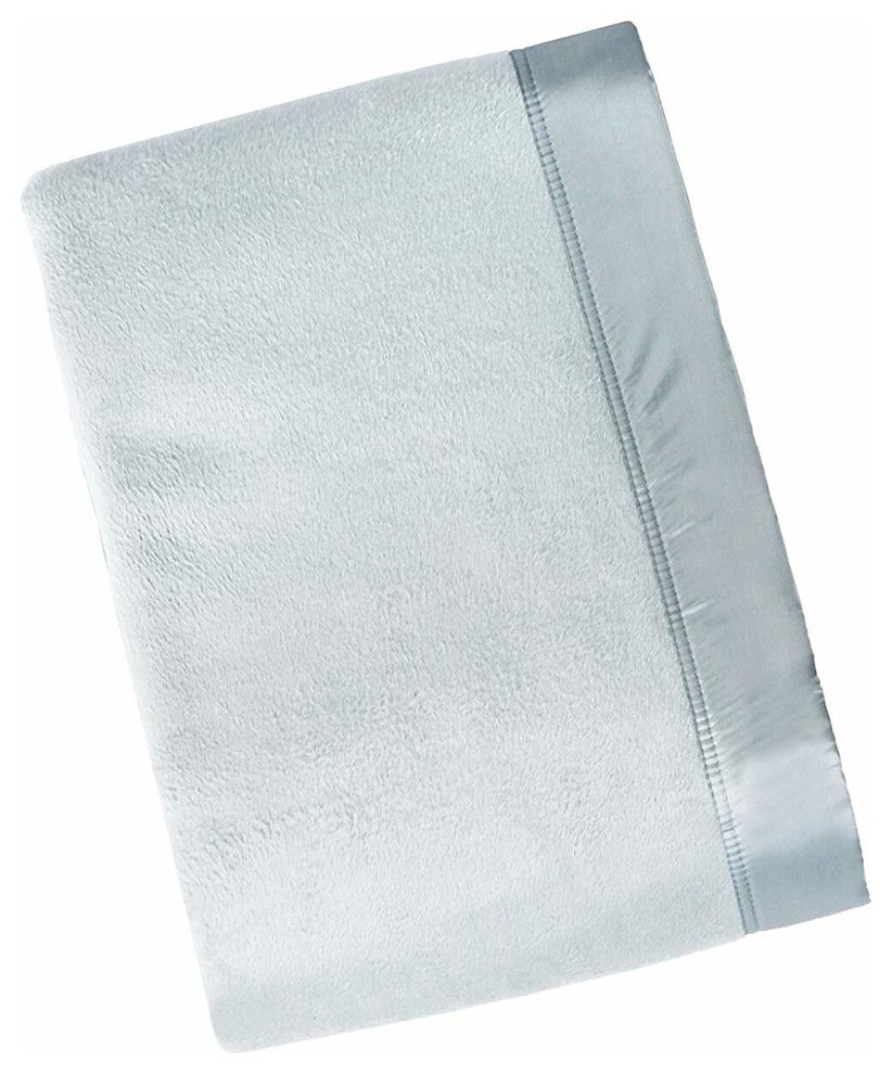 100% Silk Charmeuse Binding Blanket, Blue, King