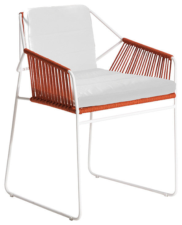 OASIQ SANDUR Armchair Woven, Terra Cotta Rope, Cushions: Slate, Anthracite Frame