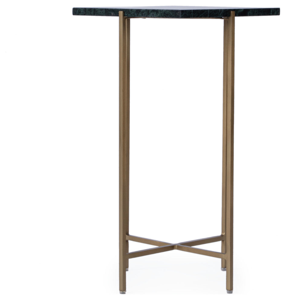 Nigella Square Marble and Metal Side Table, Green