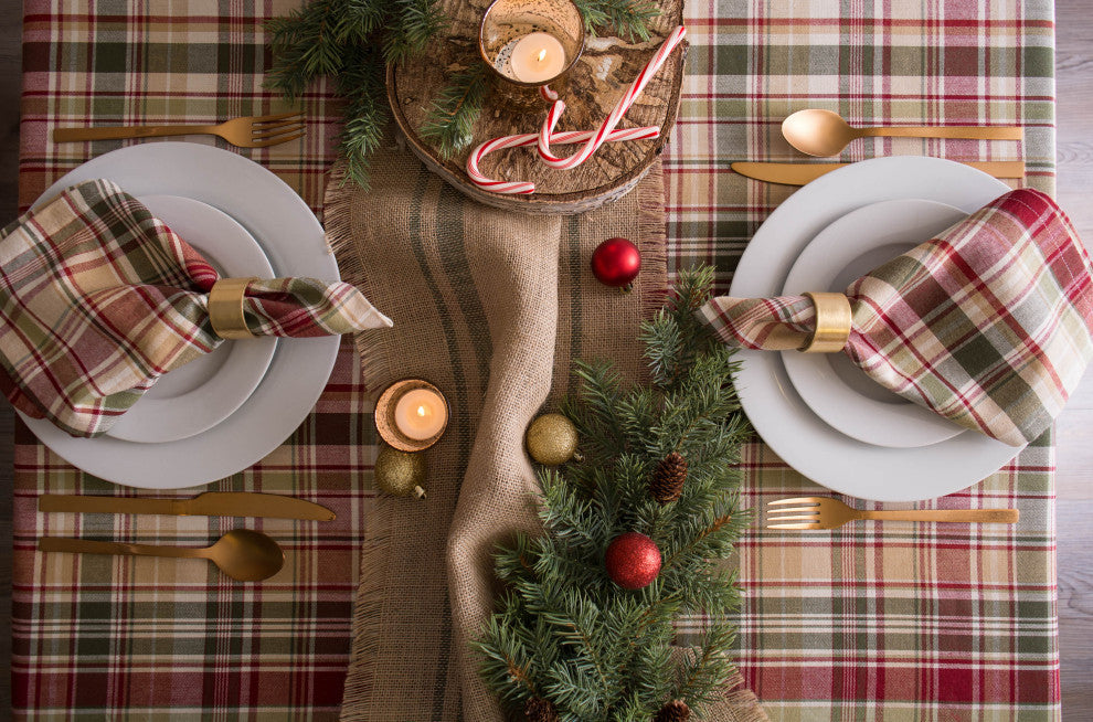 DII Give Thanks Plaid Tablecloth 70 Round