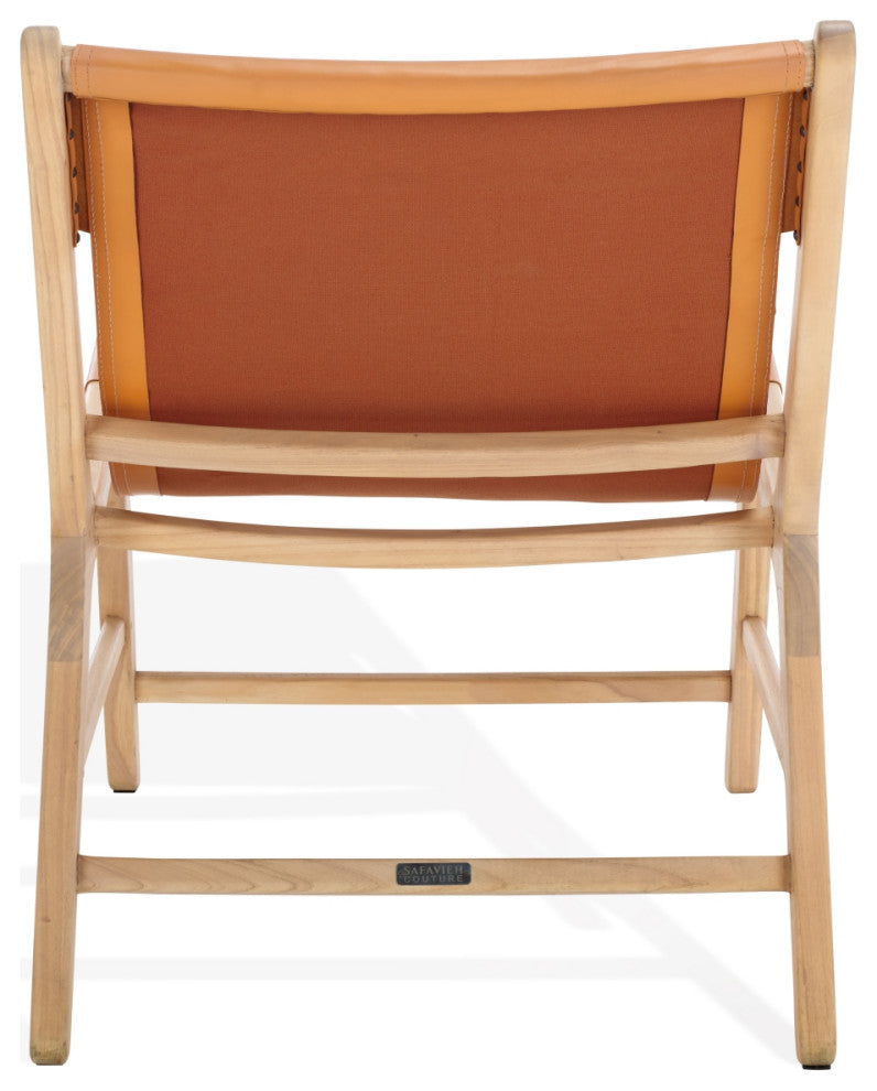 Safavieh Couture Alanarose Leather Accent Chair, Tan/Natural
