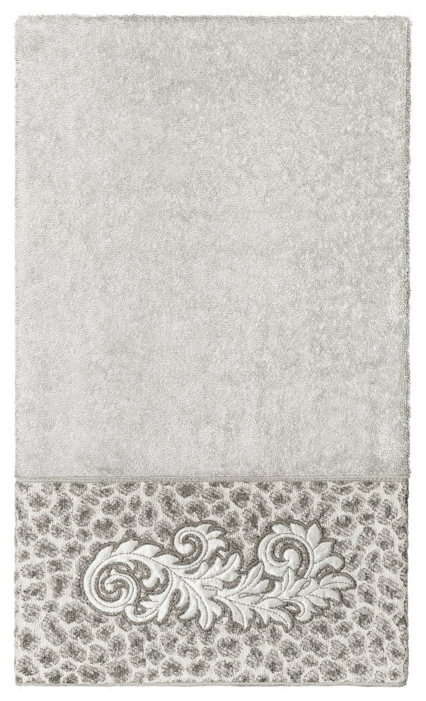 Linum Home Turkish Cotton April 3-Piece Embellished Towel Set, Light Gray