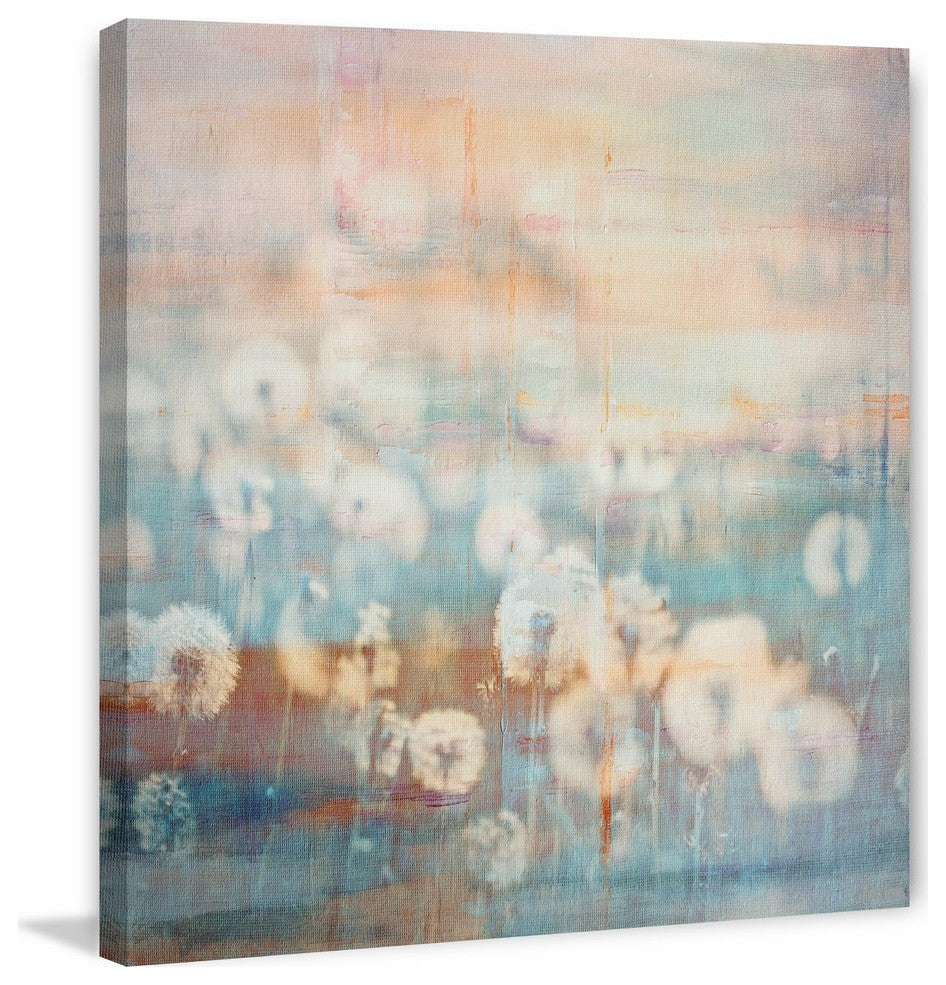 "Hazy Dandelions" Painting Print on Wrapped Canvas, 18"x18"