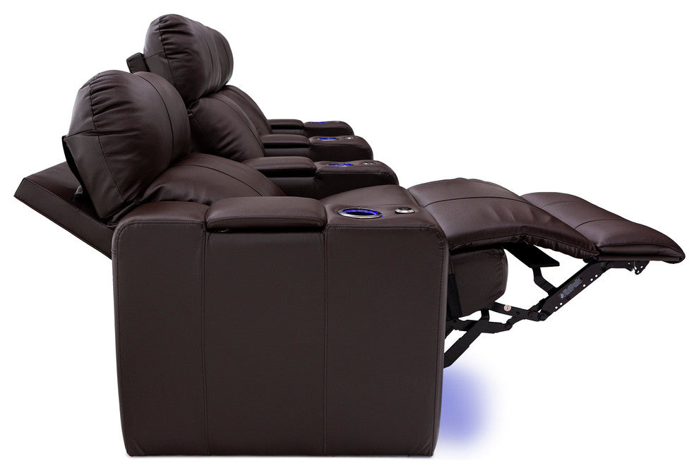 Seatcraft Julius Home Theater Seats, Leather, Brown, 4-Seats
