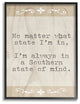 A Southern State of Mind Tan Wood Look Typography Framed Giclee Art, 16"x20"