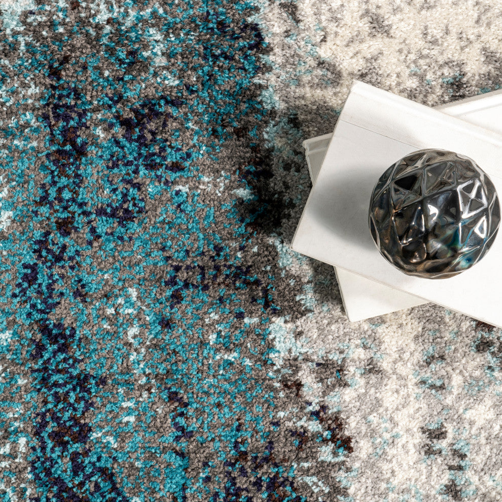 Nuloom Winter Abstract Area Rug, Teal 6'7"x9'