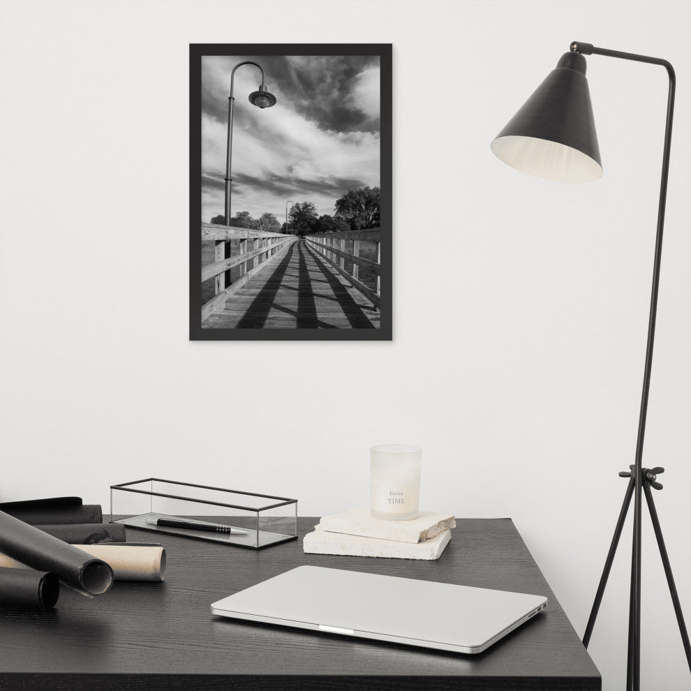 Follow the Lines Rural Landscape Framed Photo Paper Wall Art Prints, Black, 12" X 18"