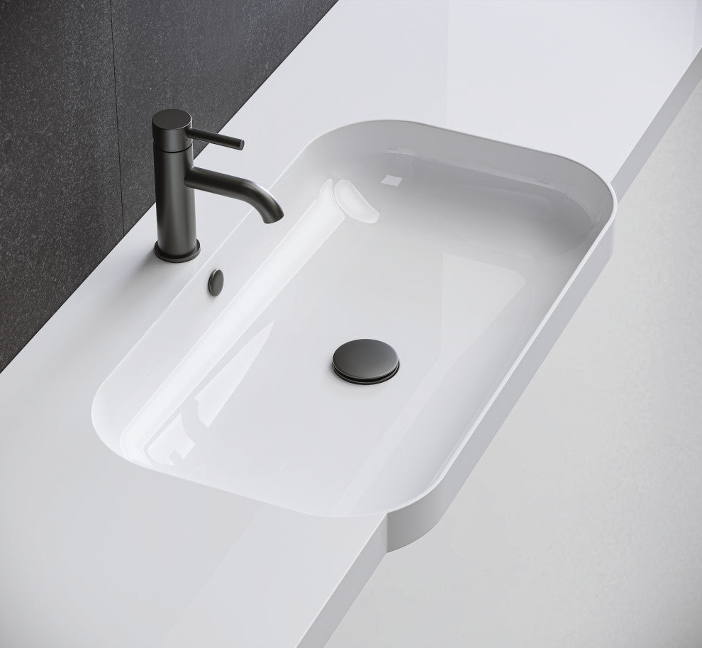 HEATGENE Bathroom Sink Drain, Pop Up Drain, Matt Black, With Overflow