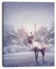 Huge Reindeer Standing in Snow, Animal Canvas Art Print, 28"x60"