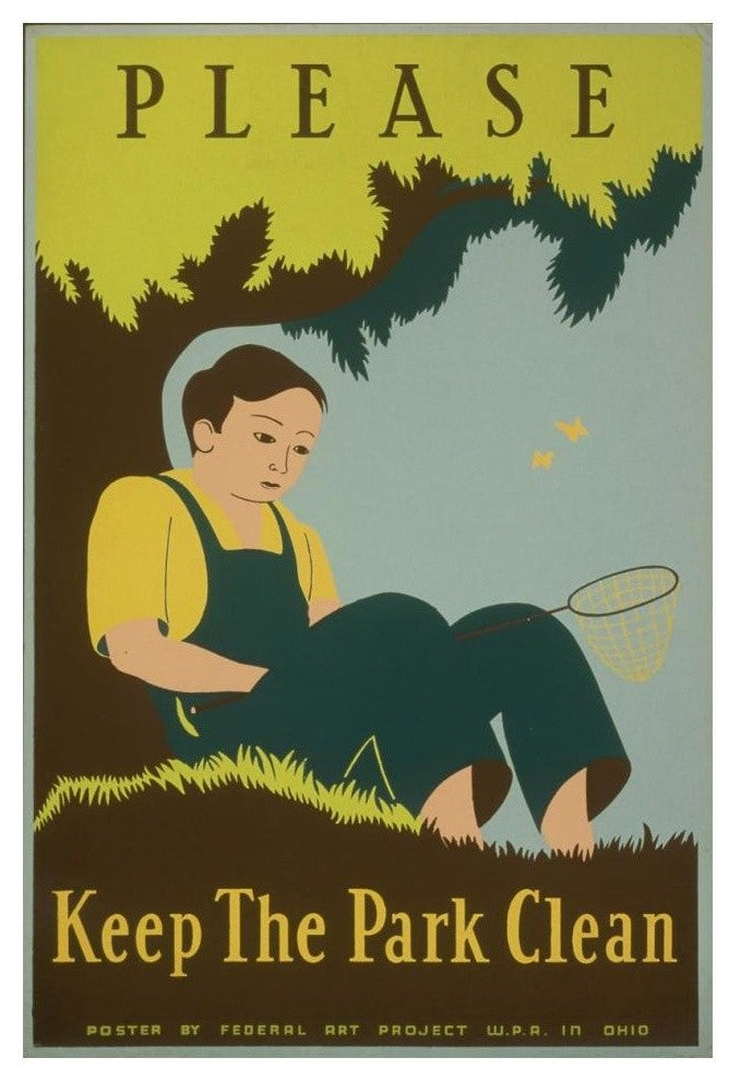 "Please Keep the Park Clean, 1938" Paper Print by Stanley Thomas Clough, 14"x20"