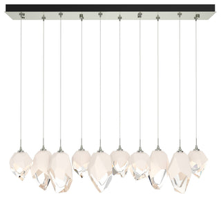 Chrysalis 10-Light Mixed Crystal Pendant Sterling Finish- Long, White Crystal