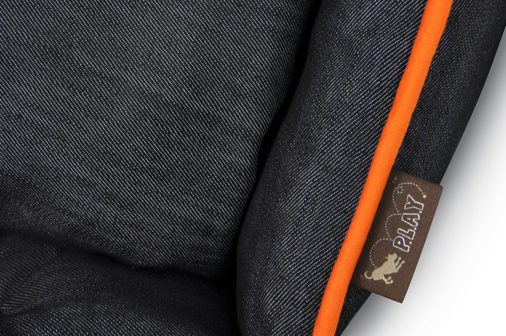 Lounge Bed Denim, Orange, Small