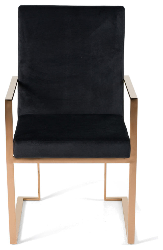 Modrest Trea Modern Black Velvet and Rosegold Dining Chair