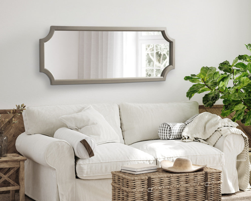 Hogan Framed Scallop Wall Mirror, Gray 16x48