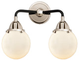 Beacon Bath Vanity Light, Black Polished Nickel, Matte White, Matte White