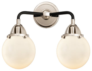 Beacon Bath Vanity Light, Black Polished Nickel, Matte White, Matte White