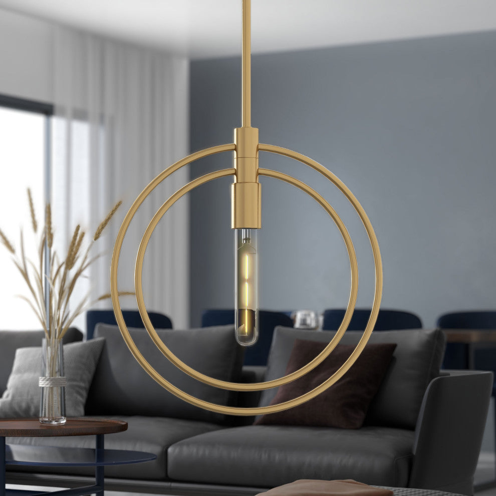 Nyla Single Light Brass Circular Pendant