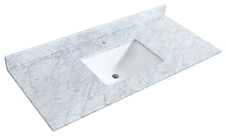 Elan 48" Single Vanity, White, White Carrara Marble Top, Nickel Trim