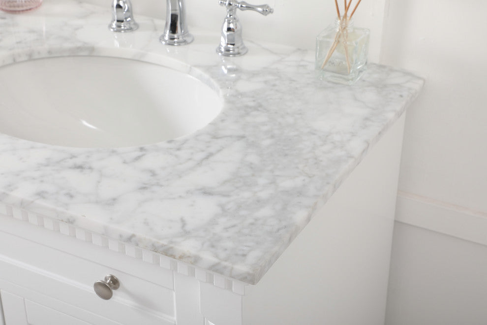 Home Living 21.5" Transitional Black-Light Bathroom Vanity, White, 72