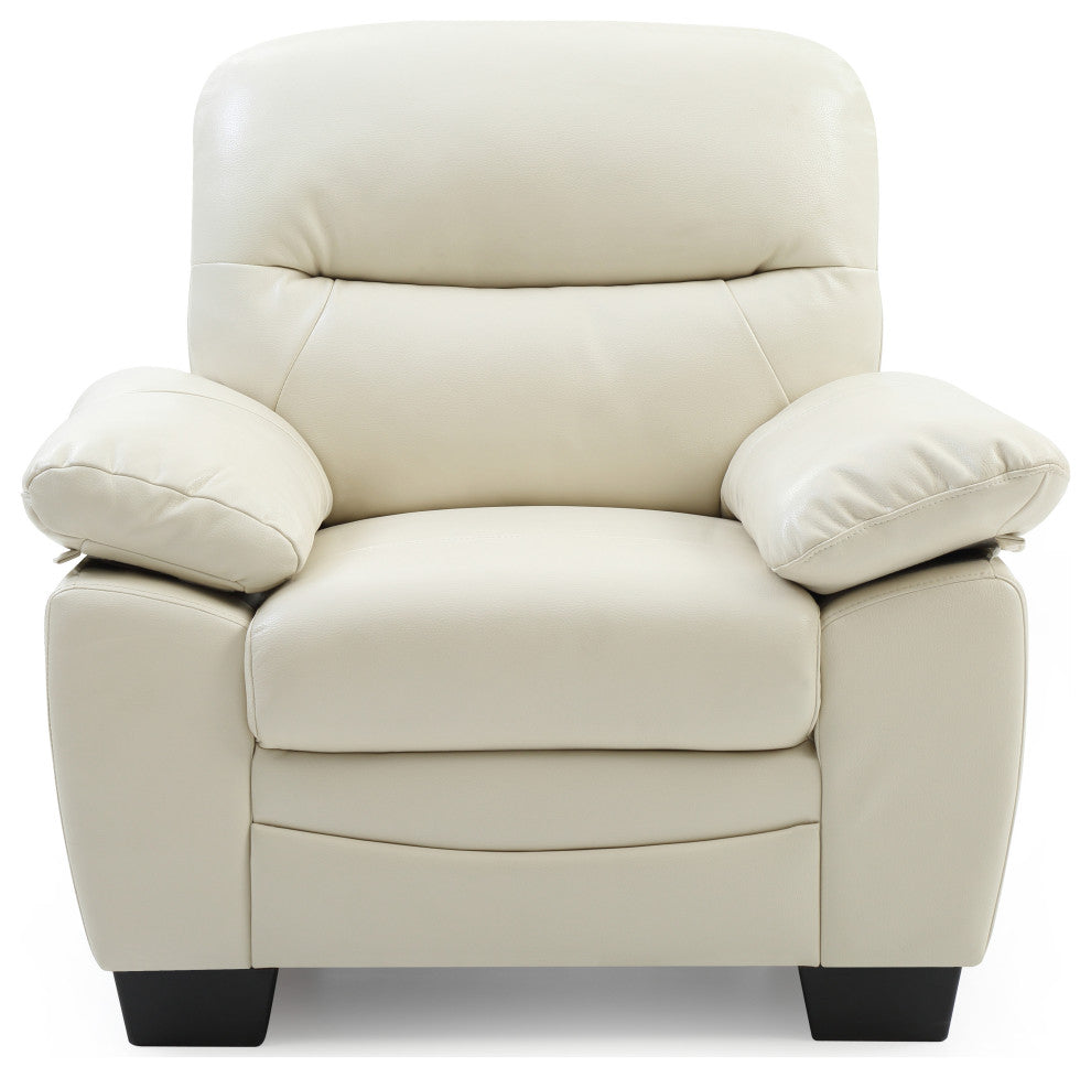 Rolando Faux Leather Chair, Pearl