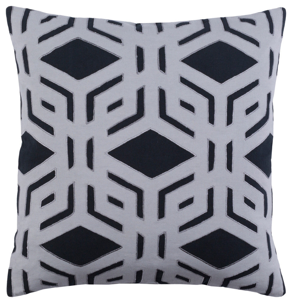 Surya Millbrook MBK-001 18"x18" Pillow Kit, Black/Medium Gray