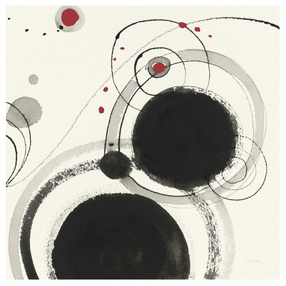"Planetary III with Red" Digital Paper Print by Shirley Novak, 26"x26"