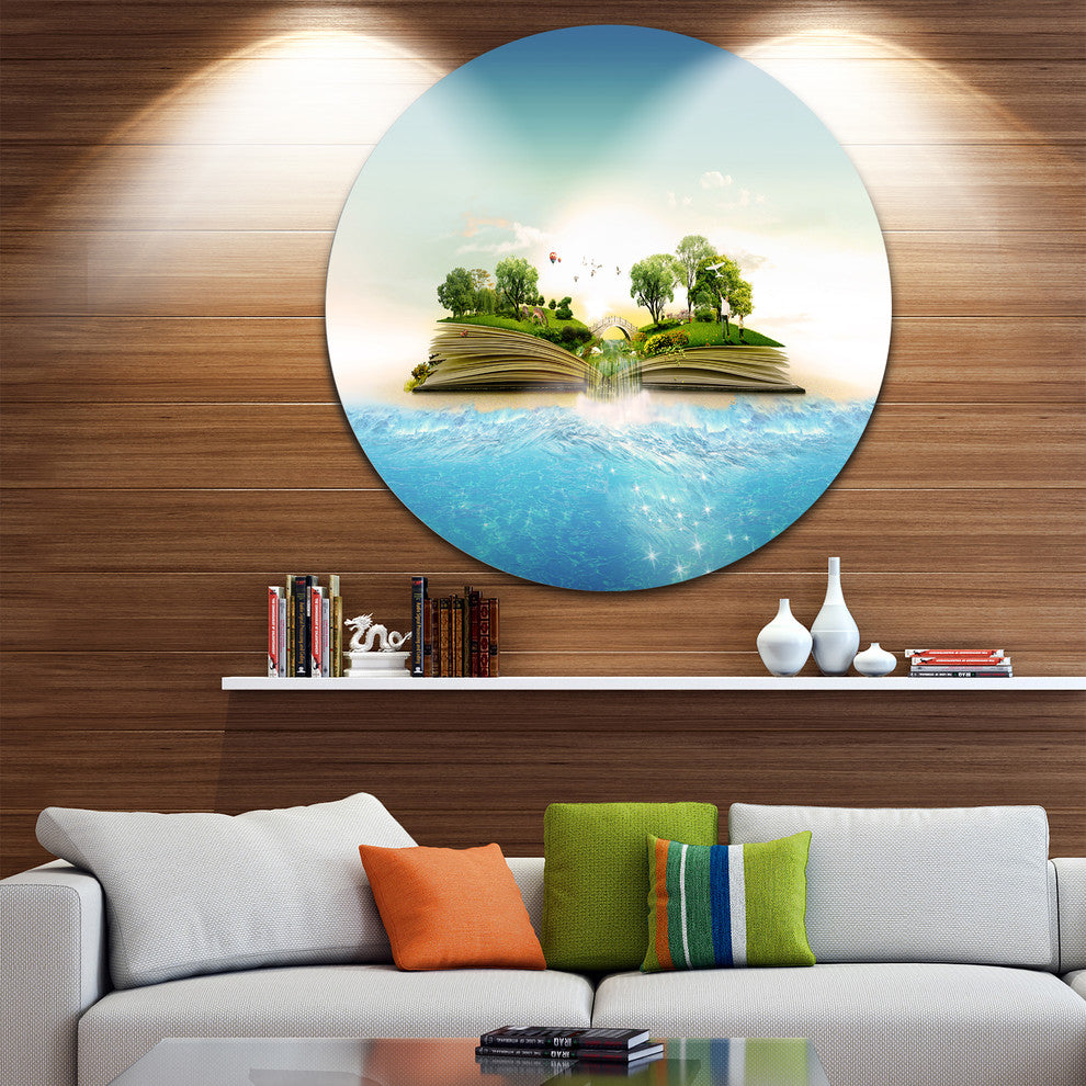 Magical Book About Nature, Contemporary Disc Metal Wall Art, 23"