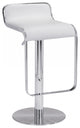 Modern White Faux Leather and Chrome Adjustable Pedestal Barstool